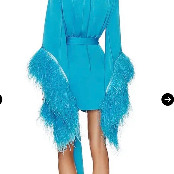Bronx and Banco Blue Feathered Mini Dress - Picture 2 of 4